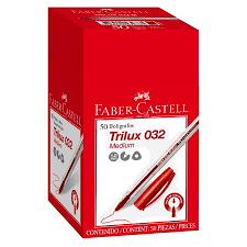 BOLIGRAFO 032-M TRILUX P/MED - ROJO (BOX50) - FABER CASTELL
